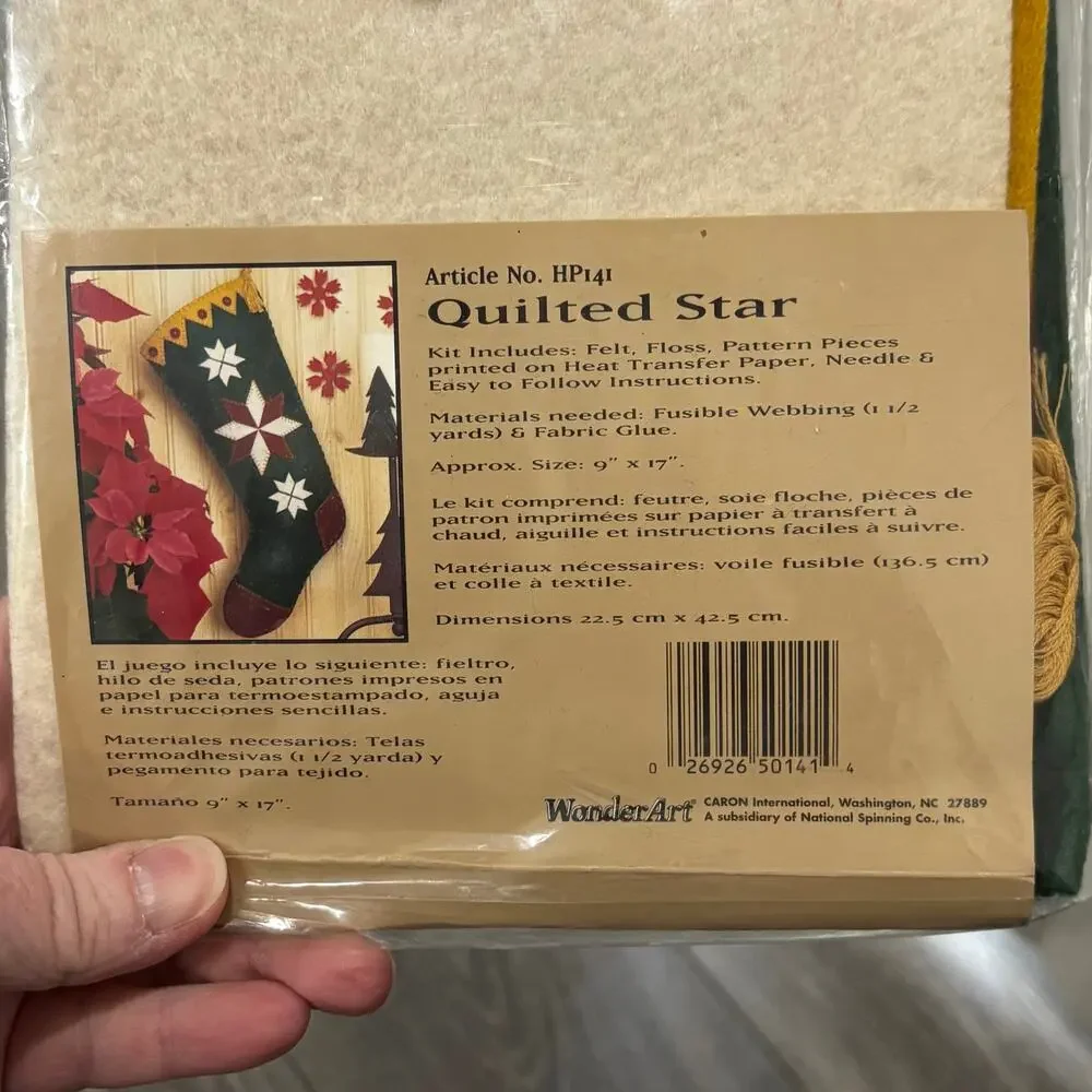 Hodge Podge craft kit #HP141 quilted star Christmas stocking country folk art